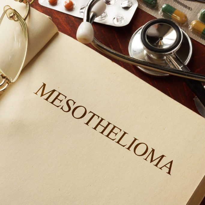 Book with diagnosis Mesothelioma. Medic concept.