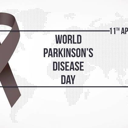 World Parkinson's disease day. April 11'th. Vector illustration. Gray awareness ribbon poster on background. Symbol of the brain disorders